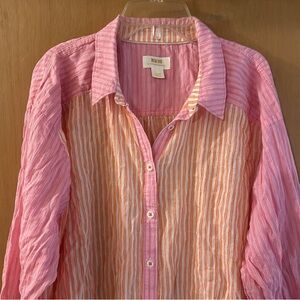 Anthropologie x Maeve Katie Two Toned Button Down Shirt Women's Size Medium